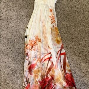 Roberto Cavalli Red and Cream Floral Maxi Dress